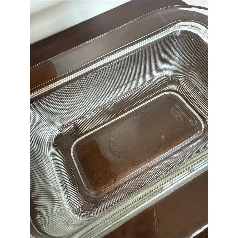 VTG Heller by L&M Vignelli USA Clear Glass Ribbed Loaf Pan Bakeware 9.5
